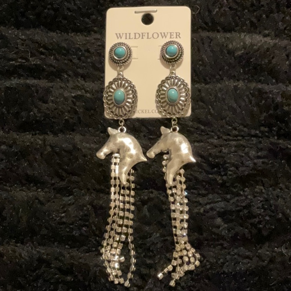 Turquoise Horse Earrings